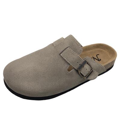 China Anti-Smell Fashion Customized OEM Summer Adjustable Strap Mens Suede Slippers Sandals Flat Mules for sale