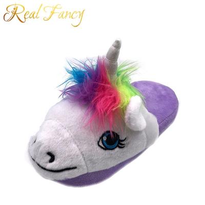 China Winter Fashion Durable Cute Cartoon Unicorn Slippers Indoor Fluffy Plush Toy for Kids Girls for sale