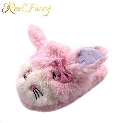 China Winter Cute Cartoon Durable Fashion Bunny Animal Shaped Plush Indoor Fluffy Slippers For Kids Girls for sale