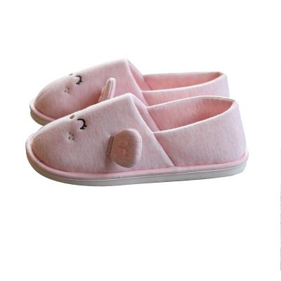 China Durable Cute Animal Pink Embroidery Furry Fur Slippers For Housewife for sale