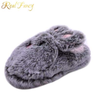 China Cute Baby Bunny Animal Durable Fashion Cartoon Faux Fur Kids Slippers for sale