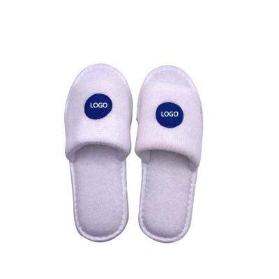 China Wholesale Soft And Comfortable Loose Towel Custom Embroidery Logo Disposable Open Toe Hotel Slippers For Guests for sale