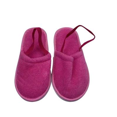 China Soft Comfortable Fashion Back Tie Towel Terry Anti Slip Kids Children Disposable Spa Hotel Slippers for sale