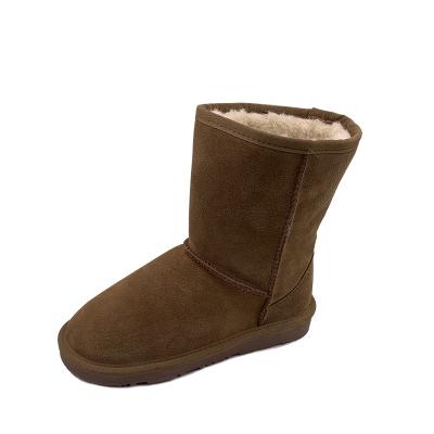 China Anti-Smell Winter Warm Shearling Lined Mid Calf Suede Boots Ladies Women Snow Boots for sale