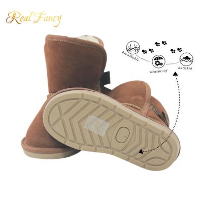 China Anti-odor Fashion Cow Suede Kids Winter Ankle Warm Snow Boots For Kids for sale