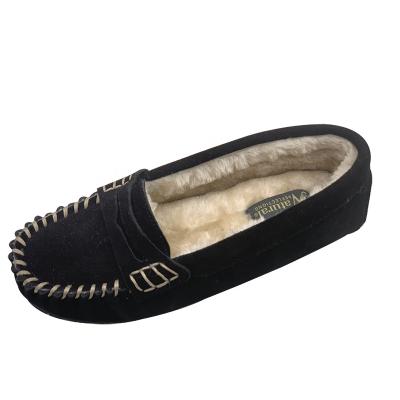 China Custom Black Anti-Smell Slip On Moccasins Ladies Suede Loafers Women Flats for sale