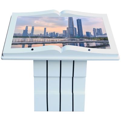 China Cold rolled steel plate material cheap cost 55 inch floor interactive curved kiosk display touch screen lcd for sale