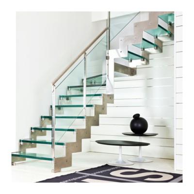 China Reliable Crystal Glass Straight Stair Case Suitable For Villa/Apartment/Shopping Mall à venda