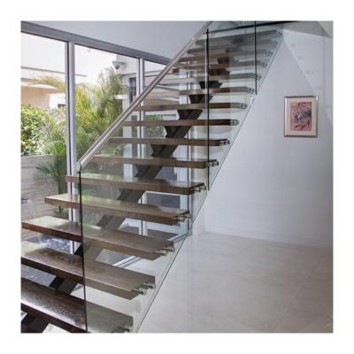 중국 Solid Wood Straight Stair Case Material In Carbon Steel, Stainless Steel And Glass 판매용