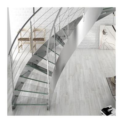 中国 Prima PR-AN1001 Curved Glass Staircase Railing For Private House/Villa/Apartment/Shopping Mall 販売のため