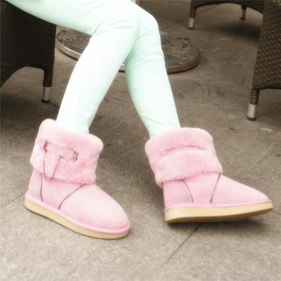 China HQB-WS047 Anti-Smell OEM Customized Fashion Premium Thermal Style Winter Genuine Sheepskin Boots For Women for sale