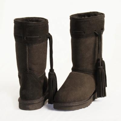 China Anti-Smell HQB-WS238 OEM/ODM Customized Fashion High Quality Thermal Style Winter Genuine Sheepskin Snow Boots For Women for sale