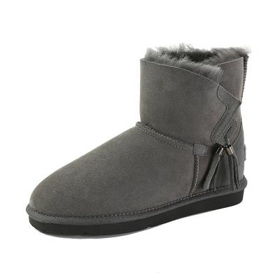 China HQB-WS247 Anti-Smell OEM Customized Fashion Thermal Style Winter Premium Quality Genuine Face Sheepskin Doubles Boots For Women for sale