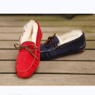 China HQS-WS016 Anti-Smell Factory Custom Winter Driving Slippers Wool Sheep Fur Moccasins Sheepskin Moccasin Slippers For Women for sale