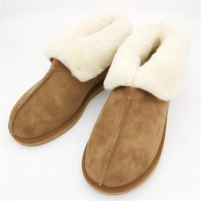 China HQS-WS008 Anti-odor HQS-WS008 Sheepskin Sheepskin Slippers Luxury Custom Made Moccasin Slippers Genuine Sheepskin Slippers For Women for sale