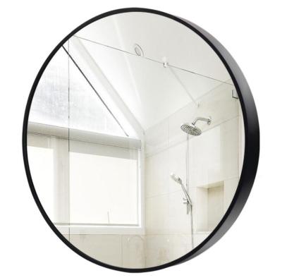 China Environmental Materials Surround Mirror Black 18 Inch Wall Mounted Round Mirror With Brushed Metal Frame For Bathroom, Vanity, Living Room, Bedroom, for sale