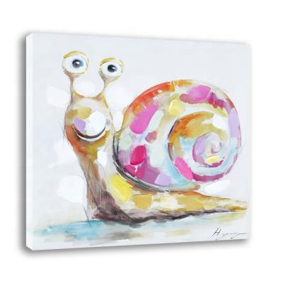 China Hot 3d animal main pictures of environmental materials textured snail shell children oil painting wall art decoration for sale