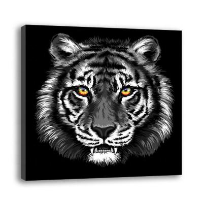 China Excellent Quality Materials Environmental Professional Animal Print Wall Art Abstract White Tiger Oil Painting for sale