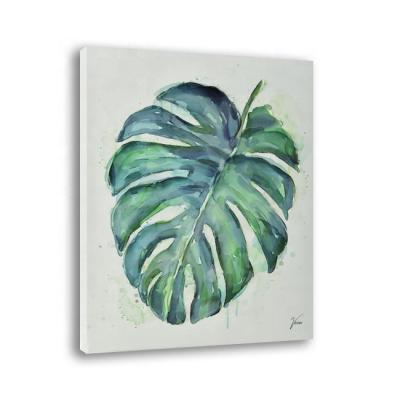 China Environmental Materials Nordic Style Decor Watercolor Green Plant Leaf Customized Water Proof Printed Art Painting With Frame for sale