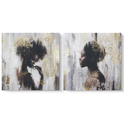 China Environmental Materials Wholesale Black African Women View Oil Painting On Canvas Wall Art Painting Large For Home Decor for sale