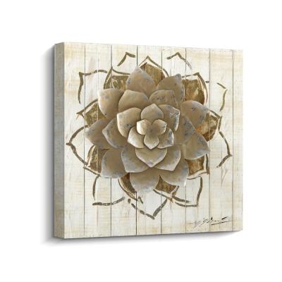 China Environmental materials wholesale 3D metal flower sculpture on wood painting wood painting metal flower oil painting for sale