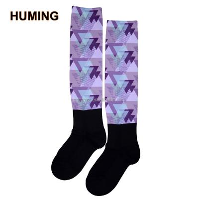 China Antibacterial Custom Pattern Sublimation Long Riding Socks for sale