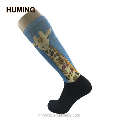 China Fashion One Size Anti-Slip Cartoon Pattern Knit Boot Socks For Horse Ridding for sale