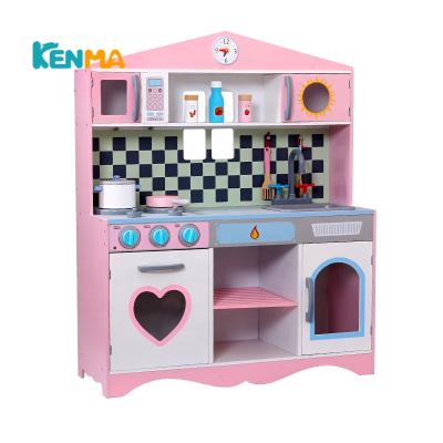 China Japanese Wooden Big Kitchen Toys Pink Kitchen Game Set Role Play Toy Big Kitchen 82*30*105 for sale