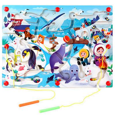 China Maze Of The Polar World Wooden Beach Educational Toys 39.3*29*2.5 for sale