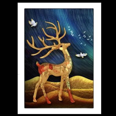 China Modern Art Gold Deer Modern Gold Deer Canvas Painting Living Room Bedroom Wall Painting Hotel Hanging Decor for sale