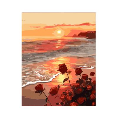 China DIY modern digital oil painting flower and anime by numbers wholesale price living room bedroom wall hanging painting decoration for sale