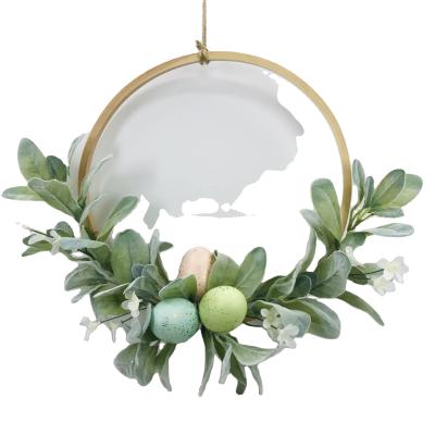 China Europe; 2021 New Party Supplies Decorations Artistic Wall Hanging Ornaments Wreath Wooden Easter Eggs Flower Wreath for sale