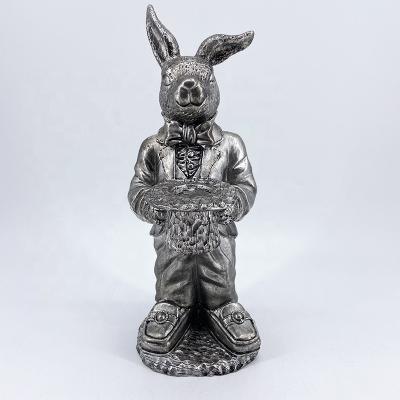 China Europe; Artistic Vintage Home Decorations Vintage Resin Craft Garden Ornaments Statues Rustic Easter Bunny for sale