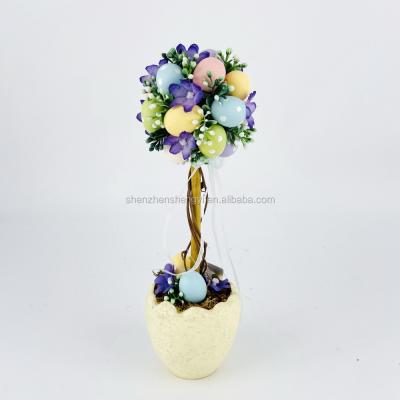 China Europe; 2021 Artistic Wholesale Hot Sales Party Decorations Indoor Artificial Purple Easter Eggs Mini Flower Tree for sale