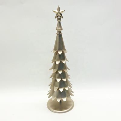 China Modern Home Outdoor Gold Metal Supplies Decorations Xmas Party Decoration Desktop Mini Christmas Tree for sale