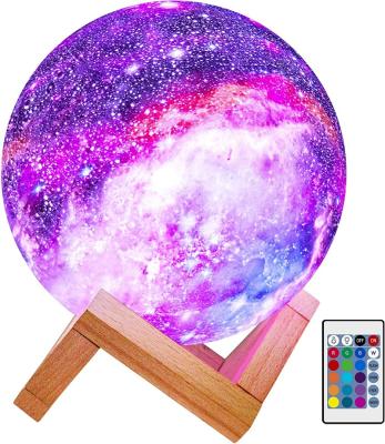 China Ihomemix Modern 16 Colors Moon Lamp 15cm 3D Printing 3D Moon Lamp Child Night Light Rechargeable Galaxy Lamp With Remote Control for sale