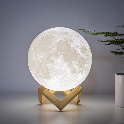 China Ihomemix Modern 3D Night Light 8-24cm LED Printing Dimmable White Moon Lamp Warm Cool Touch Control Indoor Light for sale