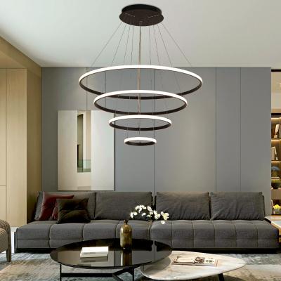 China Modern Contemporary Minimalist Circle Chandeliers Modern Art Design Hanging Large Pendant Light Circle Decorative Led Chandelier for sale