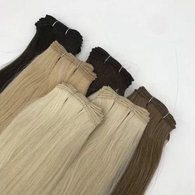 China Vendors Regular Straight Bundles Wave European Double Drawn I Tip Hairline Flat Hair Weft Pre Plucked Hair Weft Extension for sale