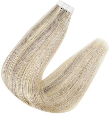 China Wholesale Regular Wave Highlights Human Natural Virgin Remy Tape Hair Extensions Blonde Color Hair Extensions for sale