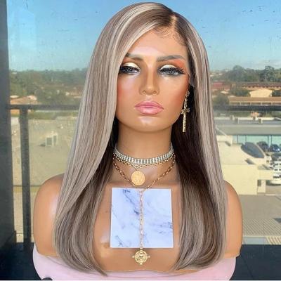 China Hot Product Body Wave Cuticle Aligned European Brown Color Straight Highlights Hair Wig HD Kosher Lace Front Wig for sale