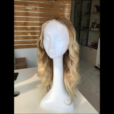 China Lace Front Wigs For White Women Cuticle Aligned Hair Dark Blonde HD Body Wave Highlights Body Wave Hairline for sale