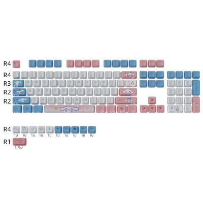 China PBT Keycaps HZGAMER 115keys PBT Gaming Keyboards Keycaps, Jade Dog Double Shot Keyboard Pink White Blue Pink Keycaps for sale