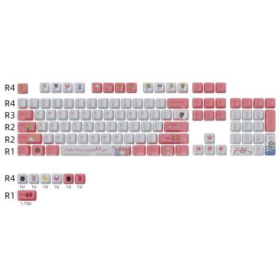 China PBT Keycaps HZGAMER 111Keys Sailor Moon Keycaps, Customized OEM Profile PBT Dye-sublimation Double Shot Mechanical Keyboard Keycap for sale