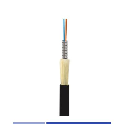 China High Speed Indoor Fiber Optic Cable 6 Strand Armored Fiber G652D Riser Black Water Proof for sale