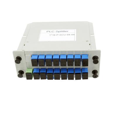 China 1x16 SC UPC Single Mode Fiber Splitter LGX Box Fiber Optic PLC Splitter Te koop