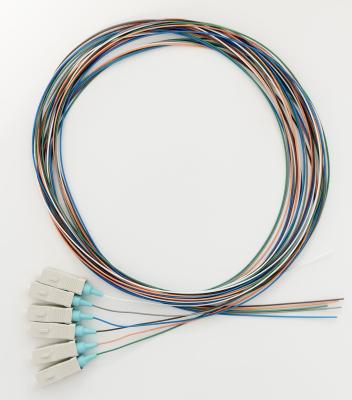 China LSZH 1m 6 Fibers OM3 Fiber Pigtail SC UPC 50/125 Aqua Boot Lightweight for sale