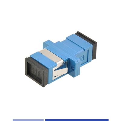 China Fiber Optic Adapter Singlemode SC/UPC Simplex Optical Coupler with flange Blue for sale