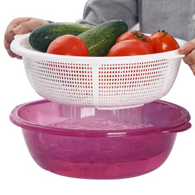 China The Sustainable Plastic Kitchen Sink Drain Basin Fruit Vegetable Drying Storage Basket Washing Drain Basket for sale