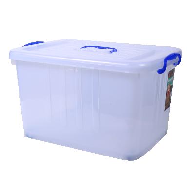 China 2021 Rectangle 110L Durable Strong Stackable Creative Plastic Storage Box With Lock for sale